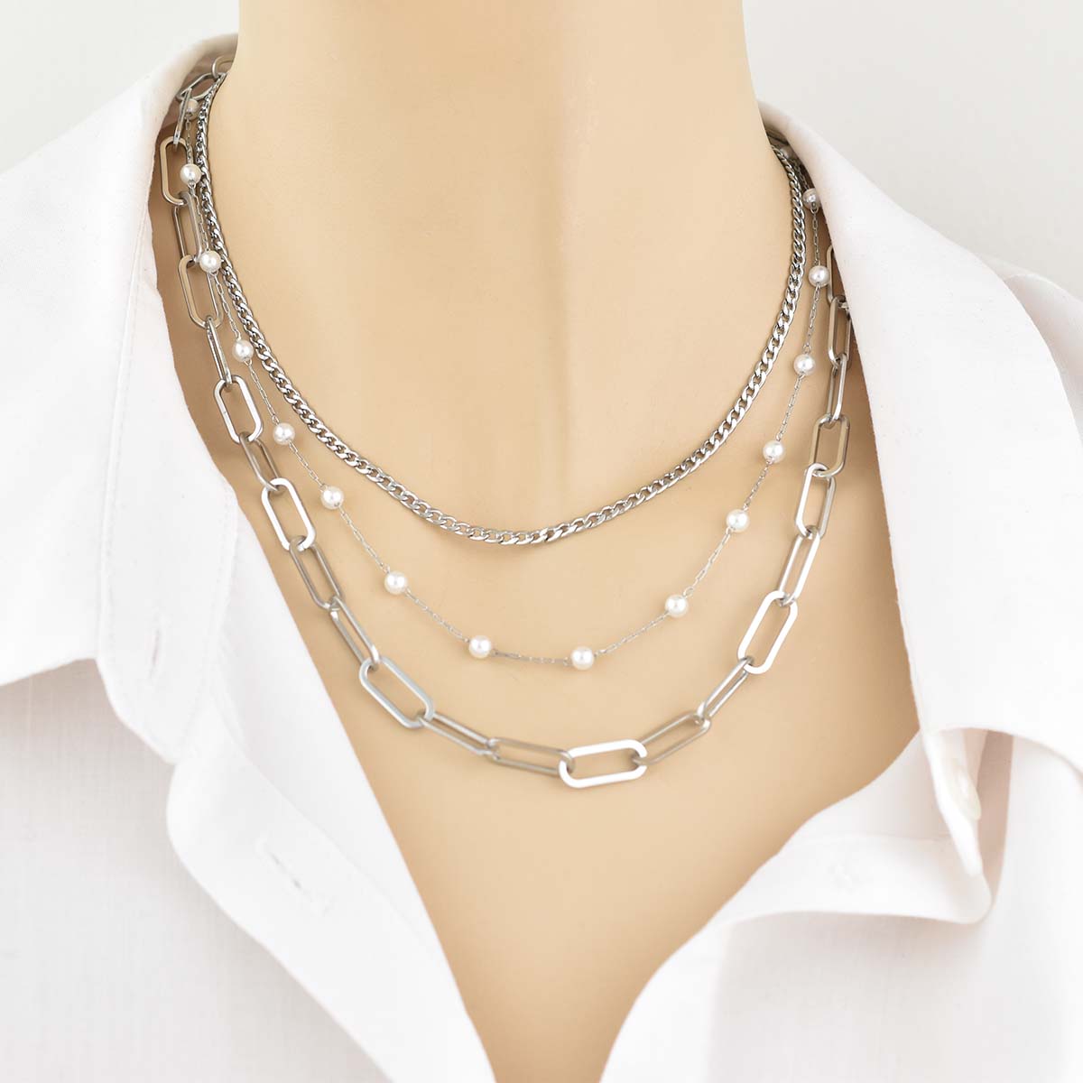 Aurore Chain Silver 4MM Αλυσίδα λαιμού από ανοξείδωτο ατσάλι 316L